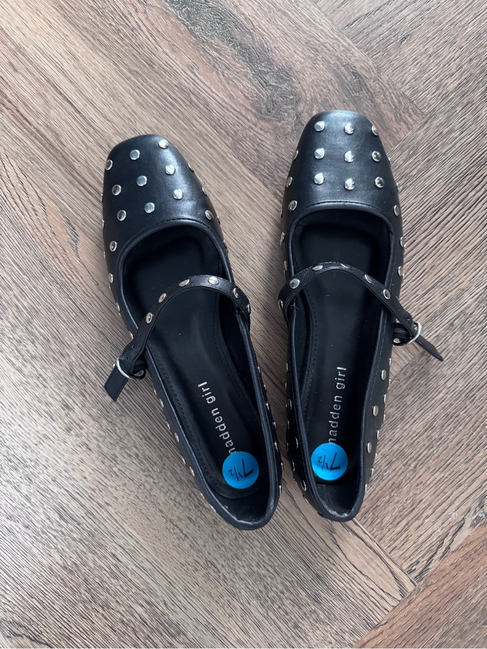Madden Girl Black Mary Jane Flats with Silver Stud NWOT